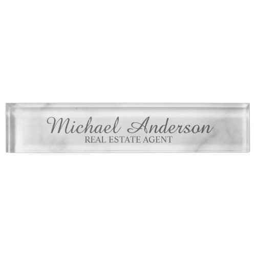 Classy Elegant White Marble Name Plate