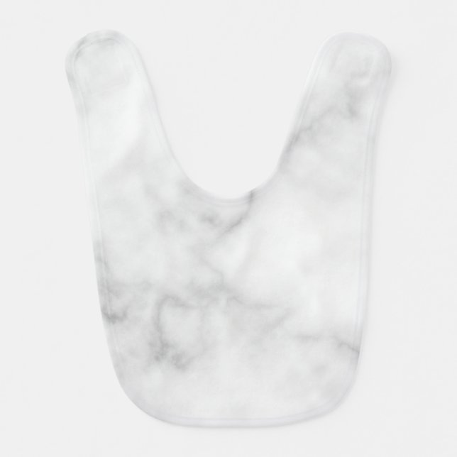 Classy Elegant White Marble Pattern Baby Bib (Front)