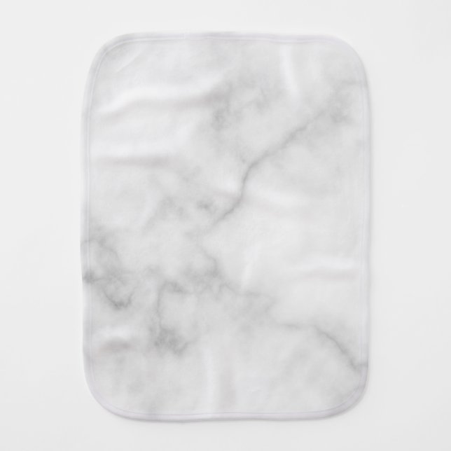 Classy Elegant White Marble Pattern Baby Burp Cloth (Front)