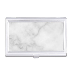 Classy Elegant White Marble Pattern Case For Business Cards