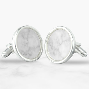 Classy Elegant White Marble Pattern Cufflinks