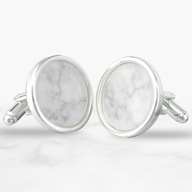 Classy Elegant White Marble Pattern Cufflinks (Creator Uploaded)
