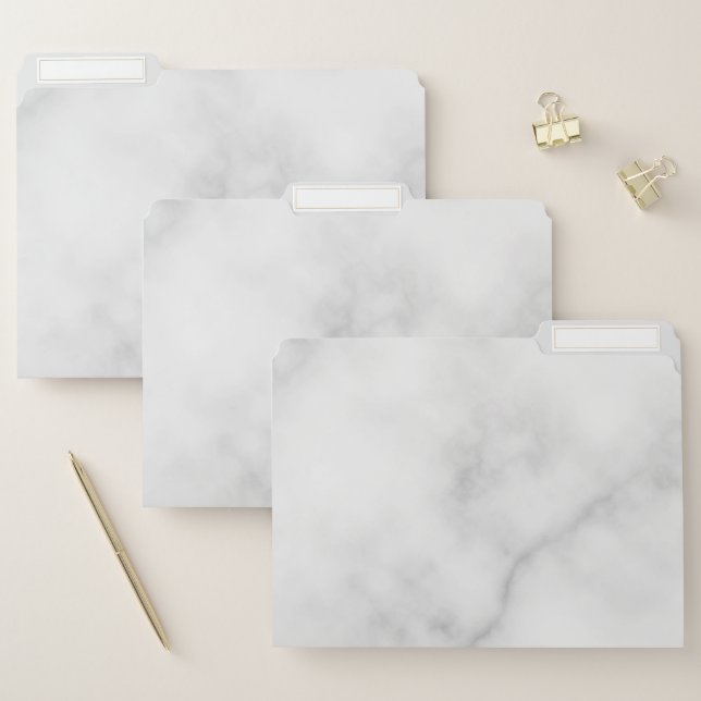 Classy Elegant White Marble Pattern File Folder (Set)