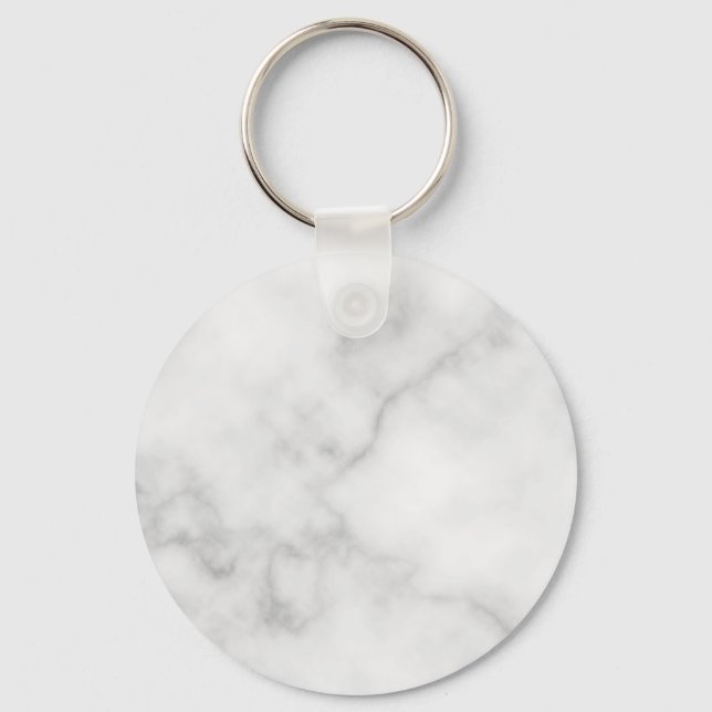 Classy Elegant White Marble Pattern Keychain (Front)