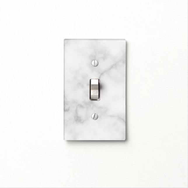 Classy Elegant White Marble Pattern Light Switch Cover (In Situ)