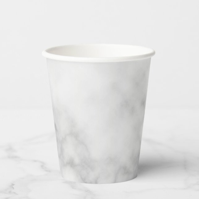 Classy Elegant White Marble Pattern Paper Cups (Front)