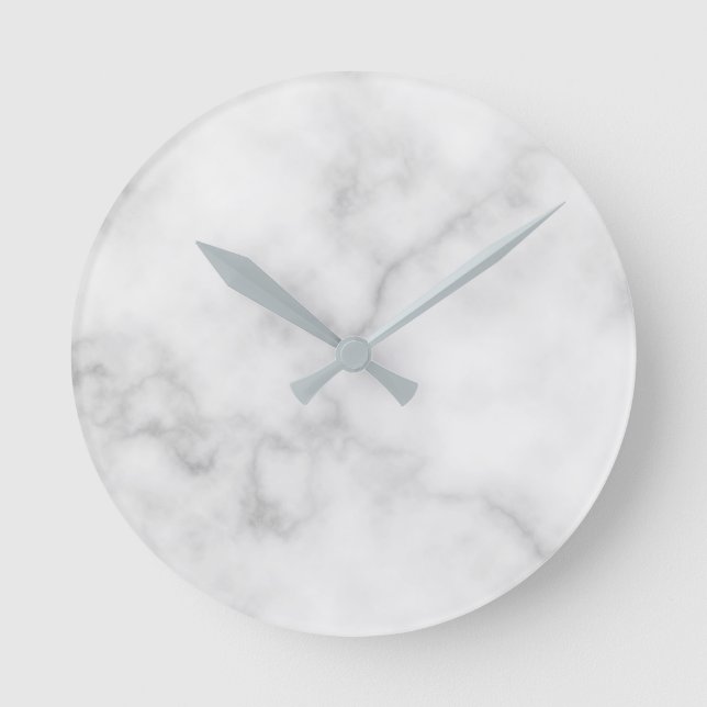 Classy Elegant White Marble Pattern Round Clock (Front)