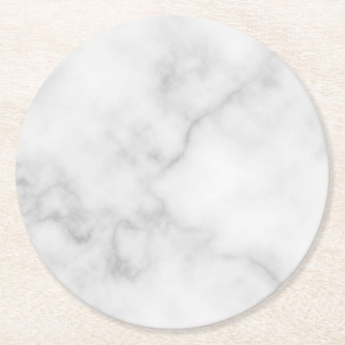Classy Elegant White Marble Pattern Round Paper Coaster