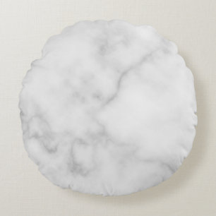 Classy Elegant White Marble Pattern Round Pillow