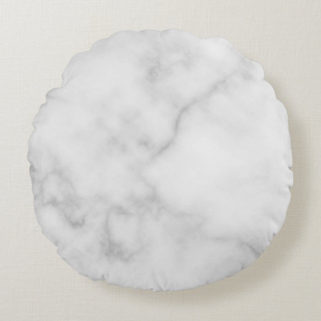 Classy Elegant White Marble Pattern Round Pillow (Front)