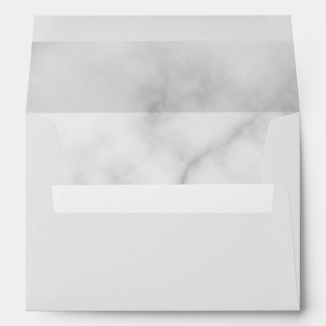 Classy Elegant White Marble Wedding Envelope (Back (Bottom))