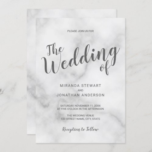 Classy Elegant White Marble Wedding Invitation