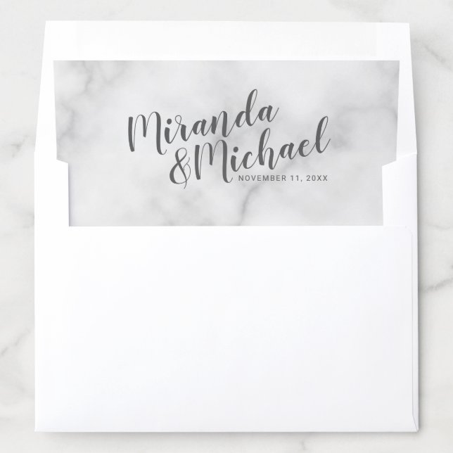 Classy Elegant White Marble Wedding Invitation Envelope Liner (In Envelope)