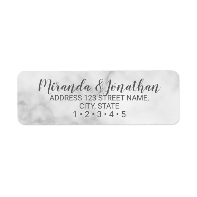Classy Elegant White Marble Wedding Label (Front)