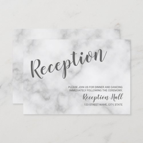 Classy Elegant White Marble Wedding Reception Invitation