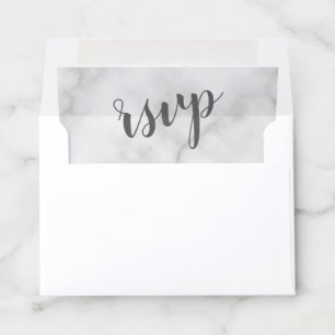 Classy Elegant White Marble Wedding RSVP Envelope Liner