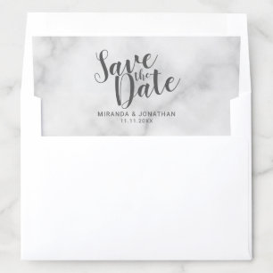 Classy Elegant White Marble Wedding Save the Date Envelope Liner