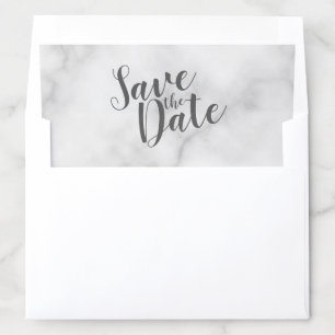 Classy Elegant White Marble Wedding Save the Date Envelope Liner