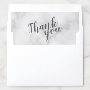 Classy Elegant White Marble Wedding Thank You Card Envelope Liner
