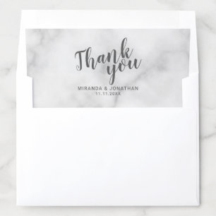 Classy Elegant White Marble Wedding Thank You Card Envelope Liner