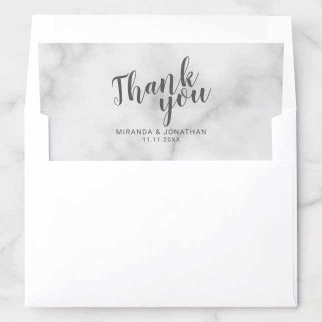 Classy Elegant White Marble Wedding Thank You Card Envelope Liner (In Envelope)