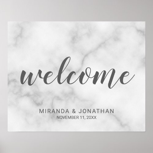 Classy Elegant White Marble Wedding Welcome Sign