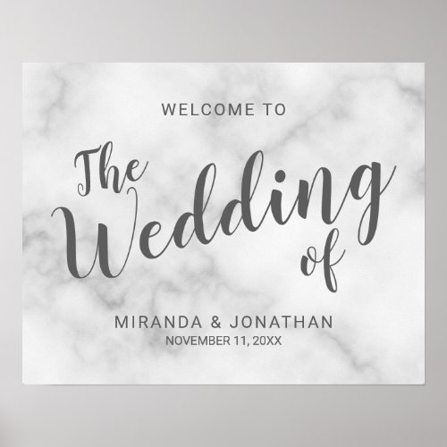 Classy Elegant White Marble Wedding Welcome Sign