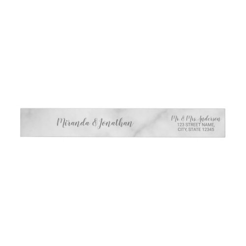 Classy Elegant White Marble Wedding Wrap Around Label