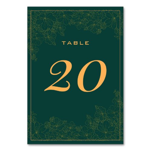 Classy Emerald Green Subtle Pattern Table Number