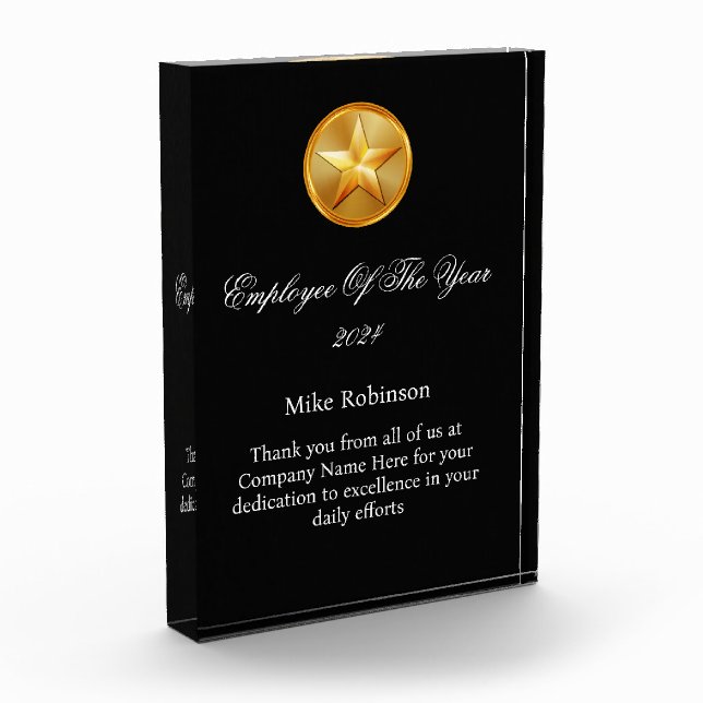 Classy Employee Of The Year Acrylic Award (Left)