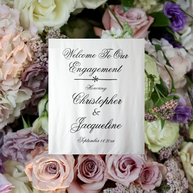 Classy Engagement Party Custom Names Chic Backdrop (Classy engagement party, custom names cute backdrop.)