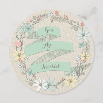 Classy Engagement Party Floral Wreath And Banner Invitation by JK_Graphics at Zazzle
