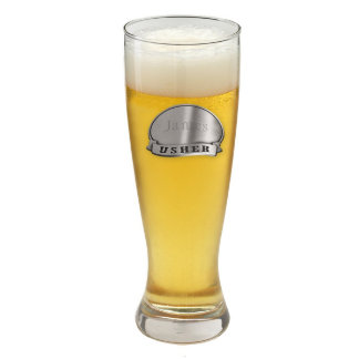 Classy Engraved Pewter Medallion Pilsner Glass