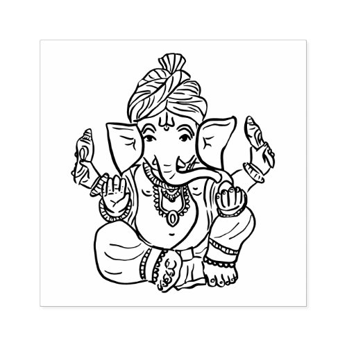 Classy Ethnic Ganesha  Indian God Drawing Rubber Stamp