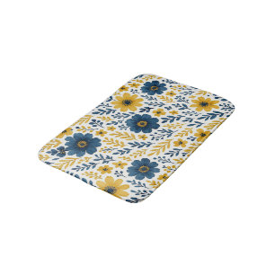 Classy Ethnic Mediterranean Floral Art Pattern Bath Mat
