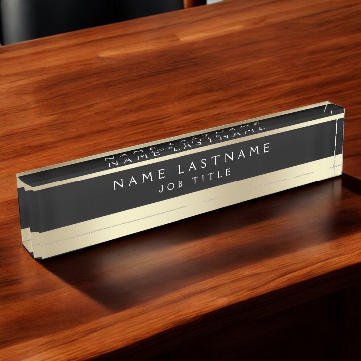 Classy Executive Black Gold Professional Desk Name Plate