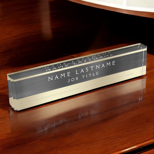 Classy Executive Black Gold Professional Desk Name Plate (Creator Uploaded)