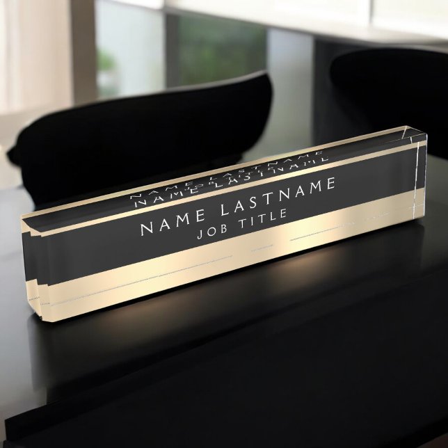 Classy Executive Black Gold Professional Desk Name Plate (Creator Uploaded)