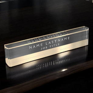 Classy Executive Black Gold Professional Desk Name Plate