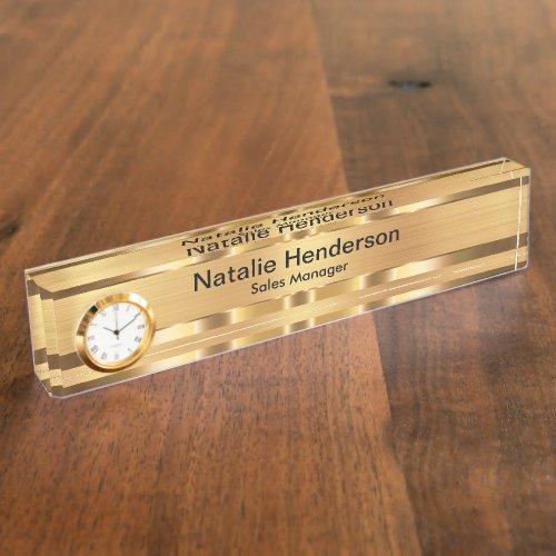 Classy Executive Gift Gold Tone Desk Name Plate