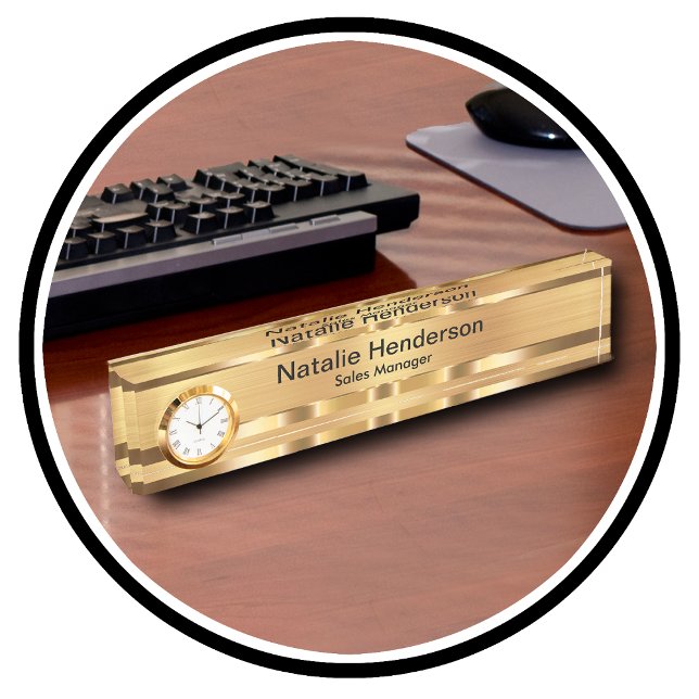 Classy Executive Gift Gold Tone Desk Name Plate (Creator Uploaded)
