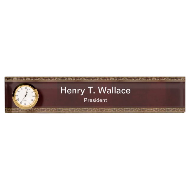 Classy Executive Gift iDea with clock Desk Name Plate (Front)