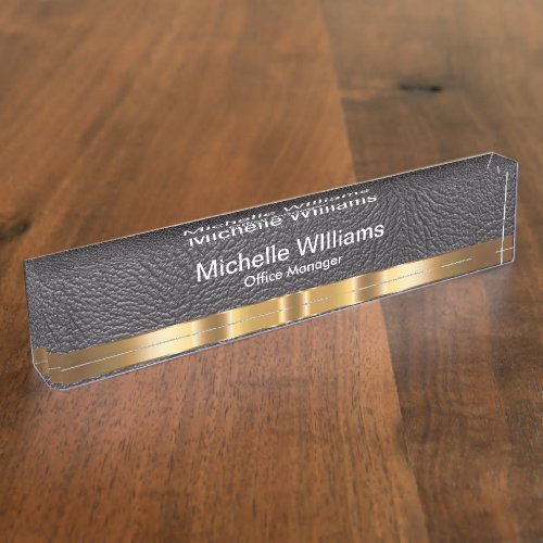 Classy Executive Gift Leather Look Desk Name Plate