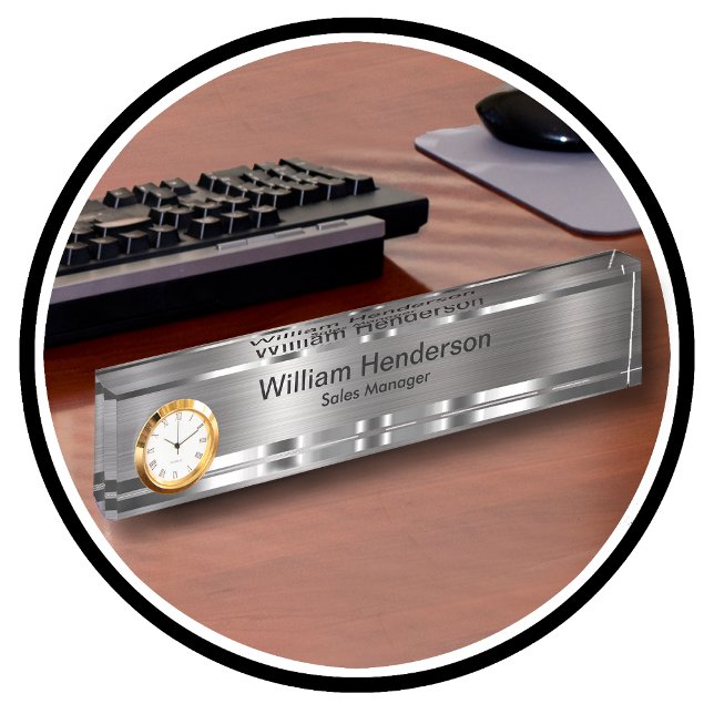 Classy Executive Gift Silver Tone Desk Name Plate (Creator Uploaded)