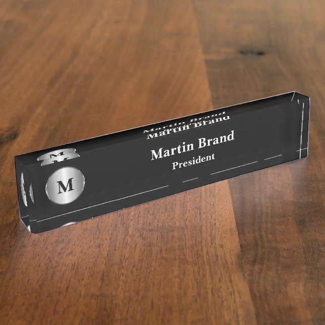 Classy Executive Management Monogram Desk Name Plate (Side)