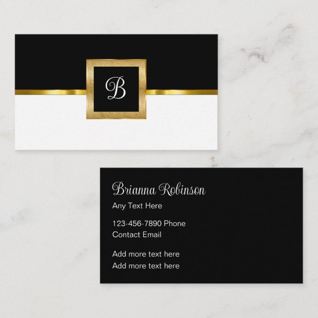 Classy Executive Monogram Business Cards (Front/Back)