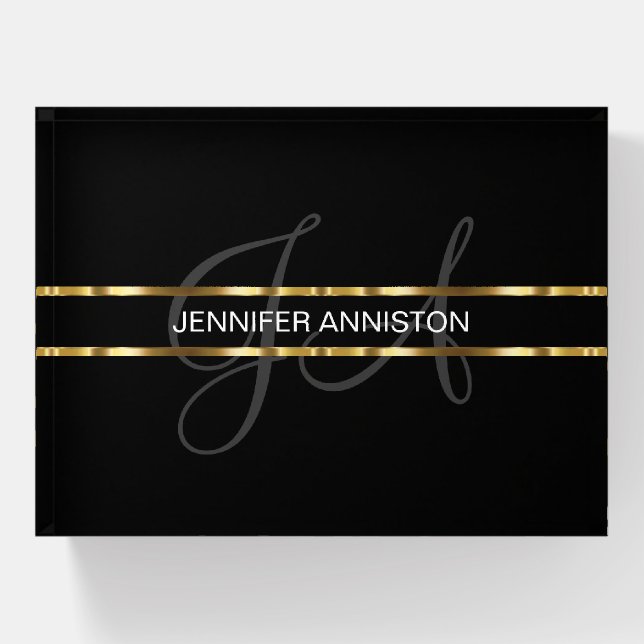 Classy Executive Monogram Desk Paperweight (Front)
