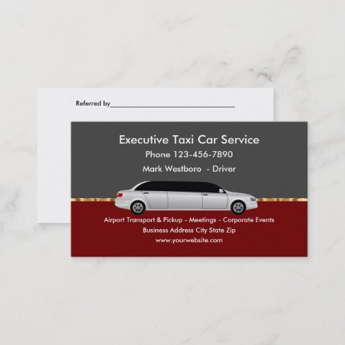 Classy Executive Taxi Car Service Business Card