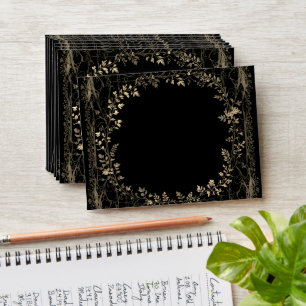 Classy Exquisite Gold Floral on Black Envelope