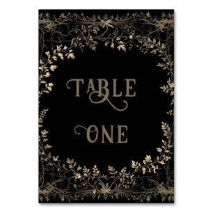 Classy Exquisite Gold Floral on Black  Table Number